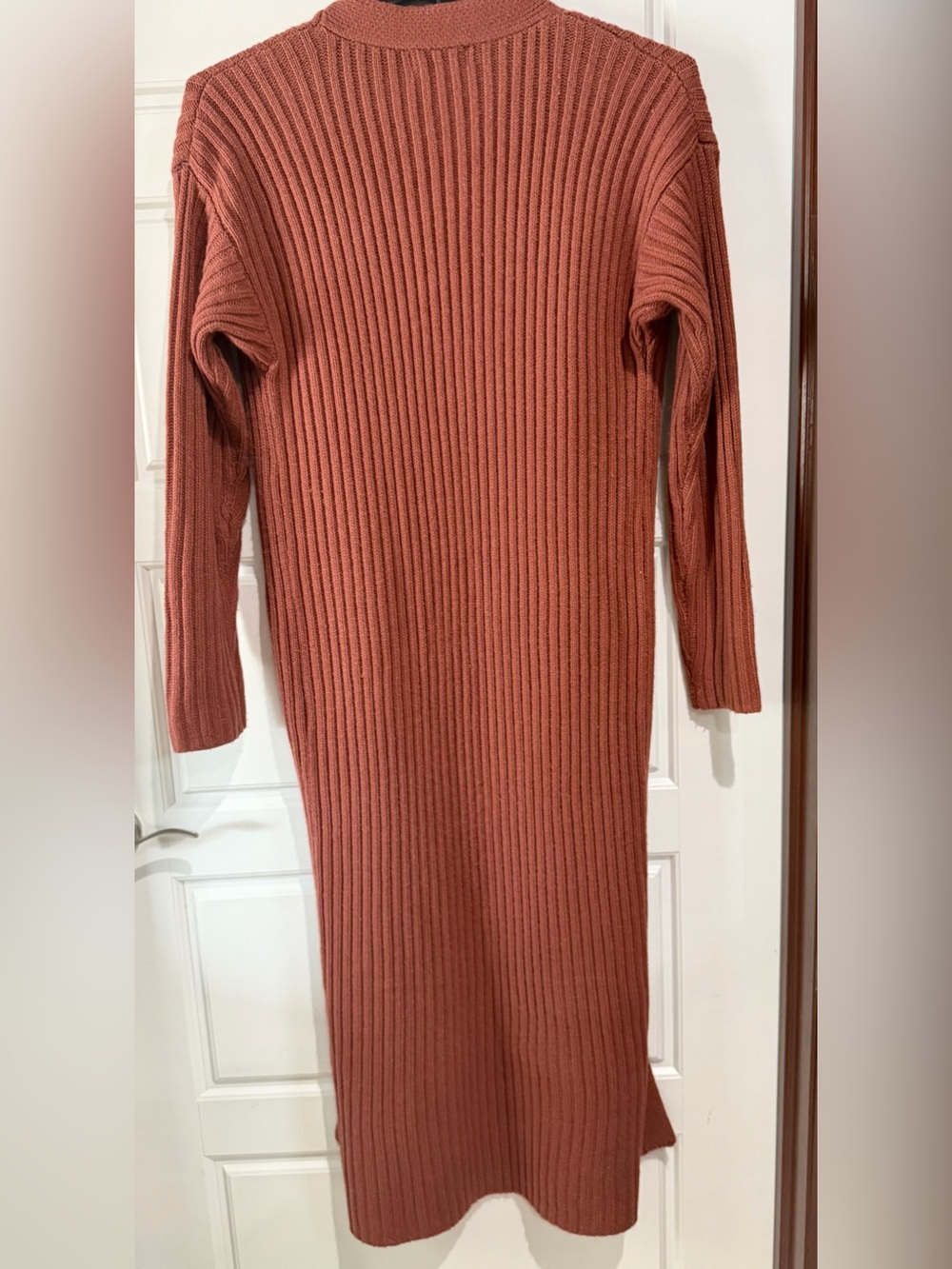 Lulu's Rust Ribbed Long Open-Front Cardigan - Picture 10 of 10